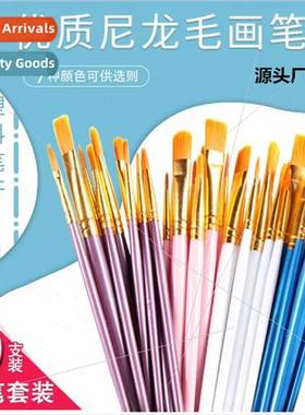 Painted Nylon Hair Brushes Short Stick Pastel Brushes Waterc