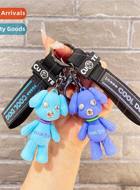 Leather puppy pendant charm accessories cute key chain keych