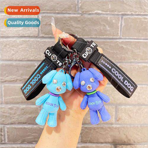 Leather puppy pendant charm accessories cute key chain keych
