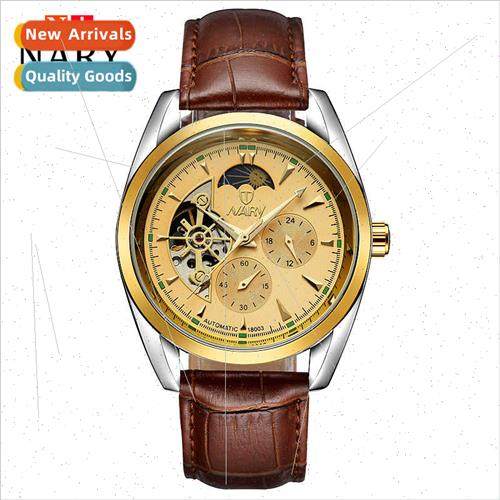 Men Business Sun Moon Stars Skeletonized Translucent Automat