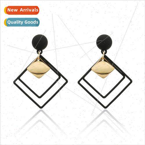 Earrings female Korea earrings simple geometric rhombus long