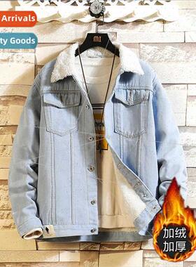 Fall winter new denim jacket men nd loose men lamb wool padd