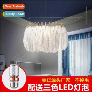chandelier modern simple Feather warm ins creative rom light