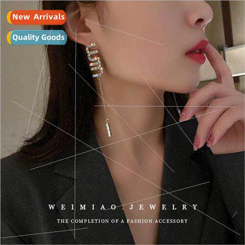 lver needle zirconia letters long earrings Koreaearrings fas