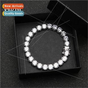 Hip Hop Diamond Encrusted Bracelet Men Row Tennis Chain 8mm