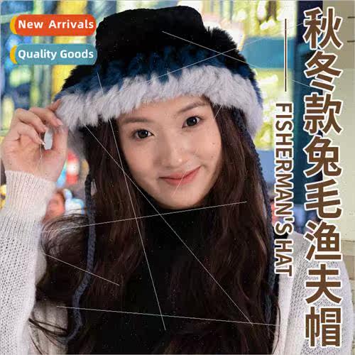 Winter set head wool cap fall winter rabb hair hat girls win