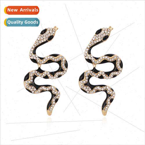 New simple snake alloy diamond earrings retro fashion animal
