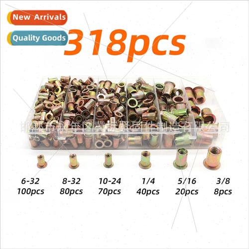 Rivet Nuts 318PCS Flat Head Vertical Stripe Rivet Nuts wh Co