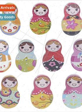 New fashion Russian painted nesting dolls wooden button broo