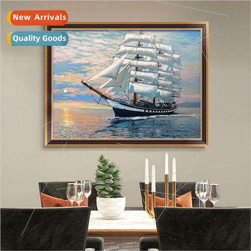 New handmade thread embroidery small marime sailboat own emb