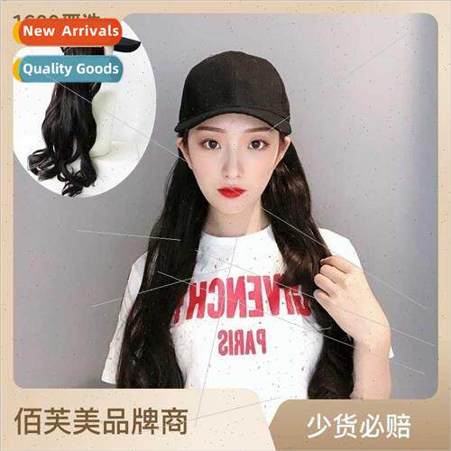 Hat wig all-in-one fall winter long curly hair big wave chem