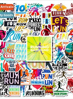 50 Running Sports Wind Cure English Cartoon Stickers Skatebo