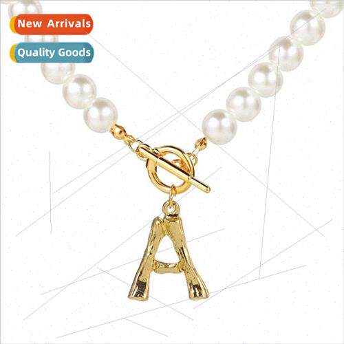 Europe new imation pearl fashion letter pendant necklace Eng
