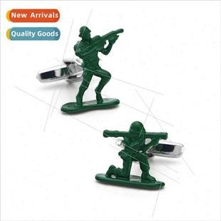 Men French Cufflinks Personalized Shape Green Milary Fun