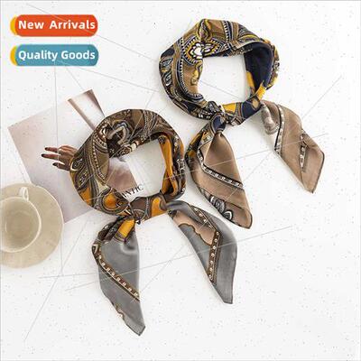 Ethnic simulation silk scarf printed pattern fashion commute