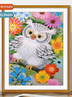 Cross stch new modern simple living room cute whe owl handma