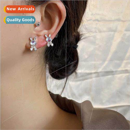 Soft cute moonstone rabb earrings sweet cool female flash di