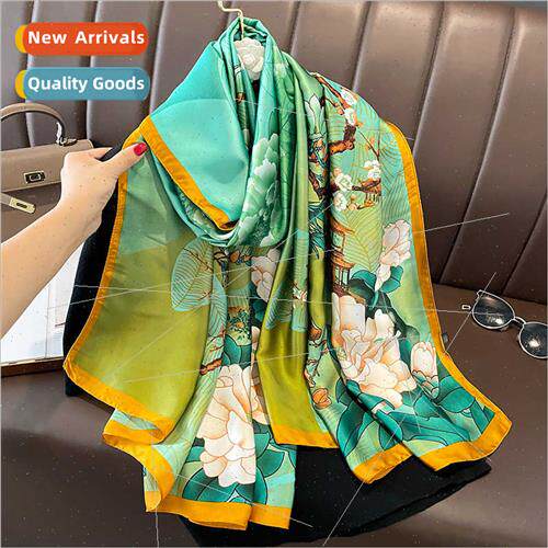 Korean  fashion printing lotus temperament simulation silk s