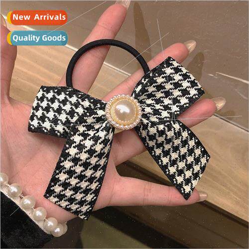 French lady bow pearl hair rope ins retro bird nest headband