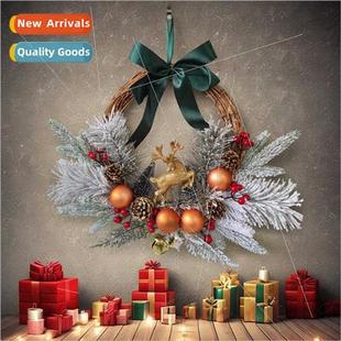 Christmas wreath Christmas deer flocking wreath Christmas ba