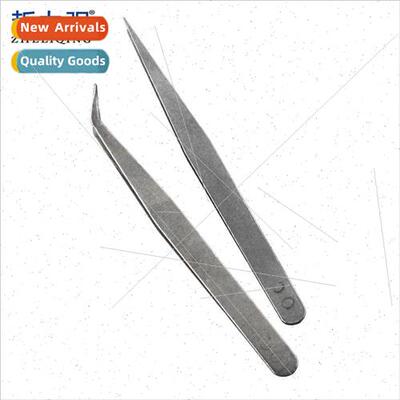 Stainless steel small tweezers flat head elbow clip parts fi