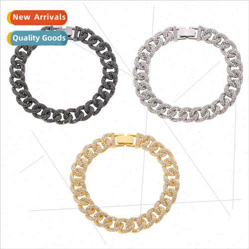 18K Hip Hop Diamond Bracelet Cuban Chain Accessory Full Diam