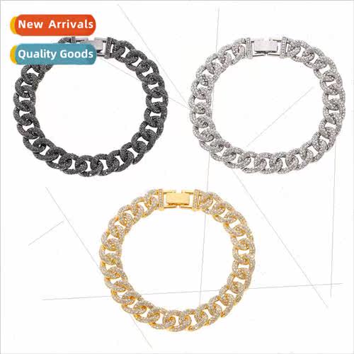 18K Hip Hop Diamond Bracelet Cuban Chain Accessory Full Diam