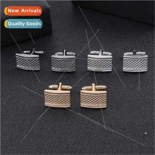 Carved Striped Cufflinks New Square Business Fashion Flo Men