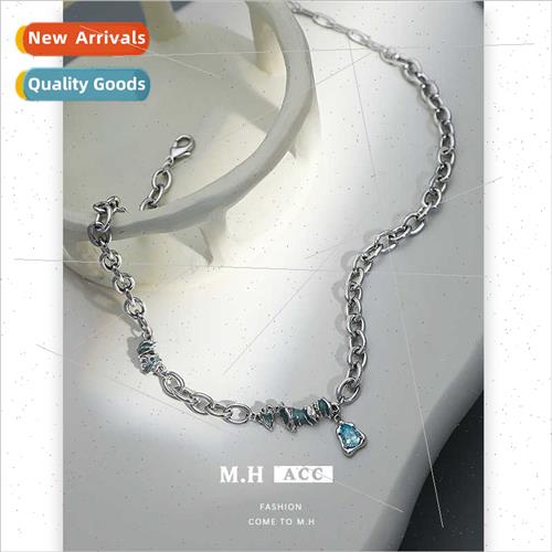 Aquamarine oil drop necklace women alloy hundred niche colla