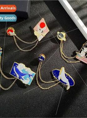 charm chain brooch cranes whale trinkets clothes pins pins b