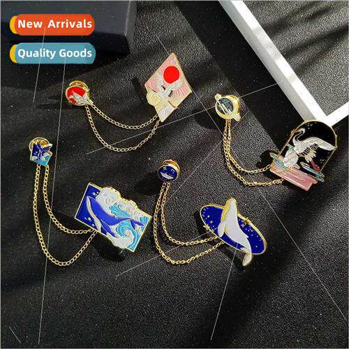 charm chain brooch cranes whale trinkets clothes pins pins b
