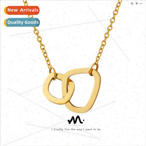 Europe chocker geometric double ring pendant necklace women