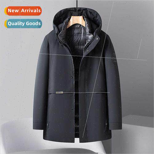 Medium-length thickened warm winter down jacket men can remo