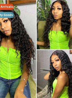 Europe fashion center parted black long curly hair African c