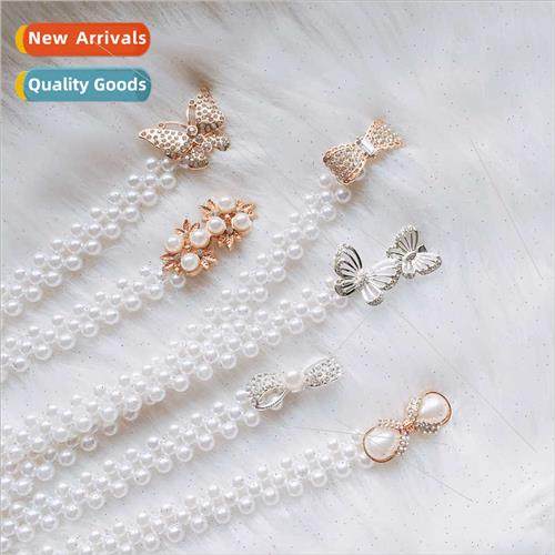 Pearl thin belt women decorative waist chain skirt elastic w