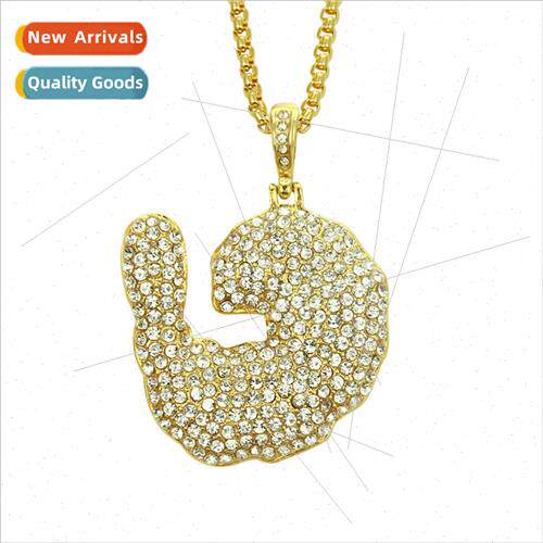 Europe Hip Hop Drilling Shrimp Creative Pendant Necklace ght