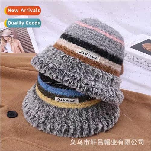Fashion versatile rainbow striped wool fisherman hat female