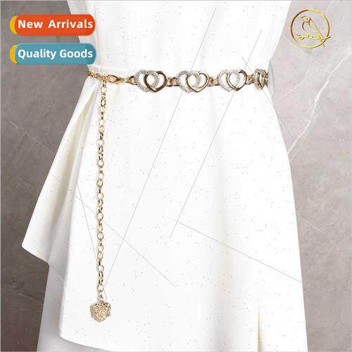 2022 Women waist chain elegant gold coat love diamonds waist