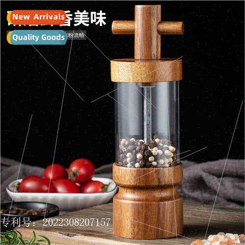 Creative pepper grinder acacia wood household acrylic transp