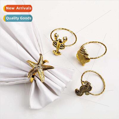 Western restaurant marine metal napkin buckle starfish seaho
