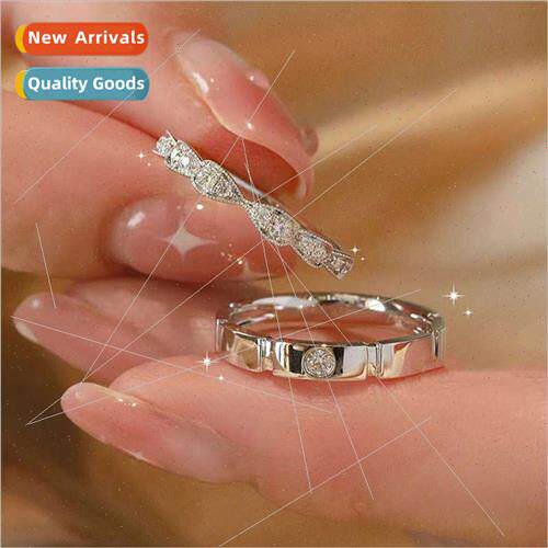 Sugar Cube Bow Couple Rings Silver Pair Niche 适用Man Girlfr
