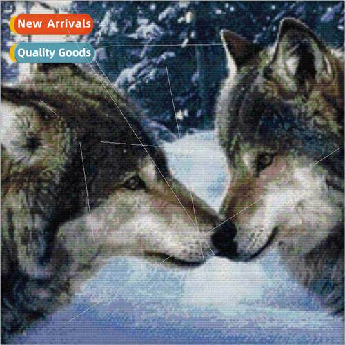 Cross Stch New DIY Wolf Couple Full Stch mple Handmade Threa