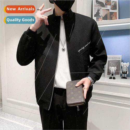 2023 Men new spring fall jacket loose collar waffle fashion