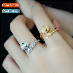 Open full diamonds small snake ring Europe cold snake head i