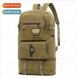 men simple large Canvas travel bag capacy backpack shoulder