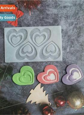 licone 4 double hole heart chocolate DIY cake ice cube cooki