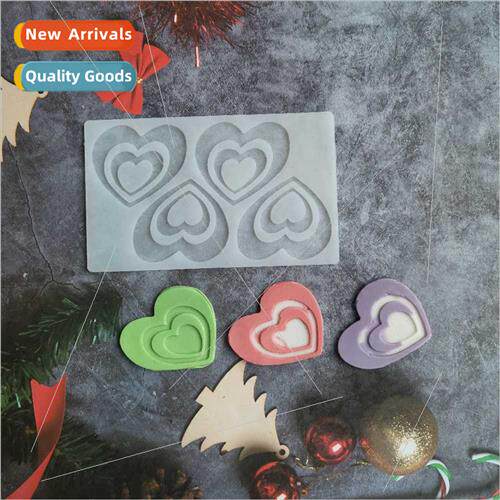 licone 4 double hole heart chocolate DIY cake ice cube cooki