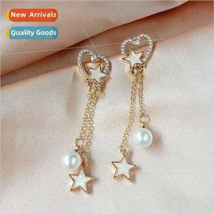 earrings Korea love 925 tassel pin star fema silver