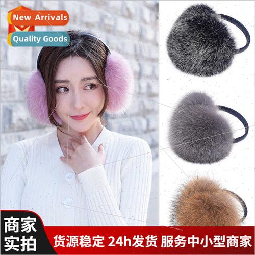 Korean  whole skin fox fur fur ear cover Ms. bracket package