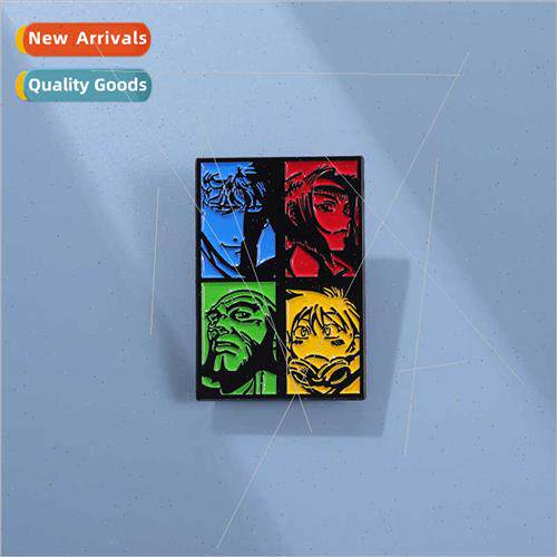 New cartoon anime character head shape rectangular brooch fi